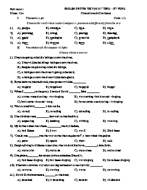 Bộ đề kiểm tra 45 phút số 1 học kỳ I môn Tiếng Anh Lớp 12